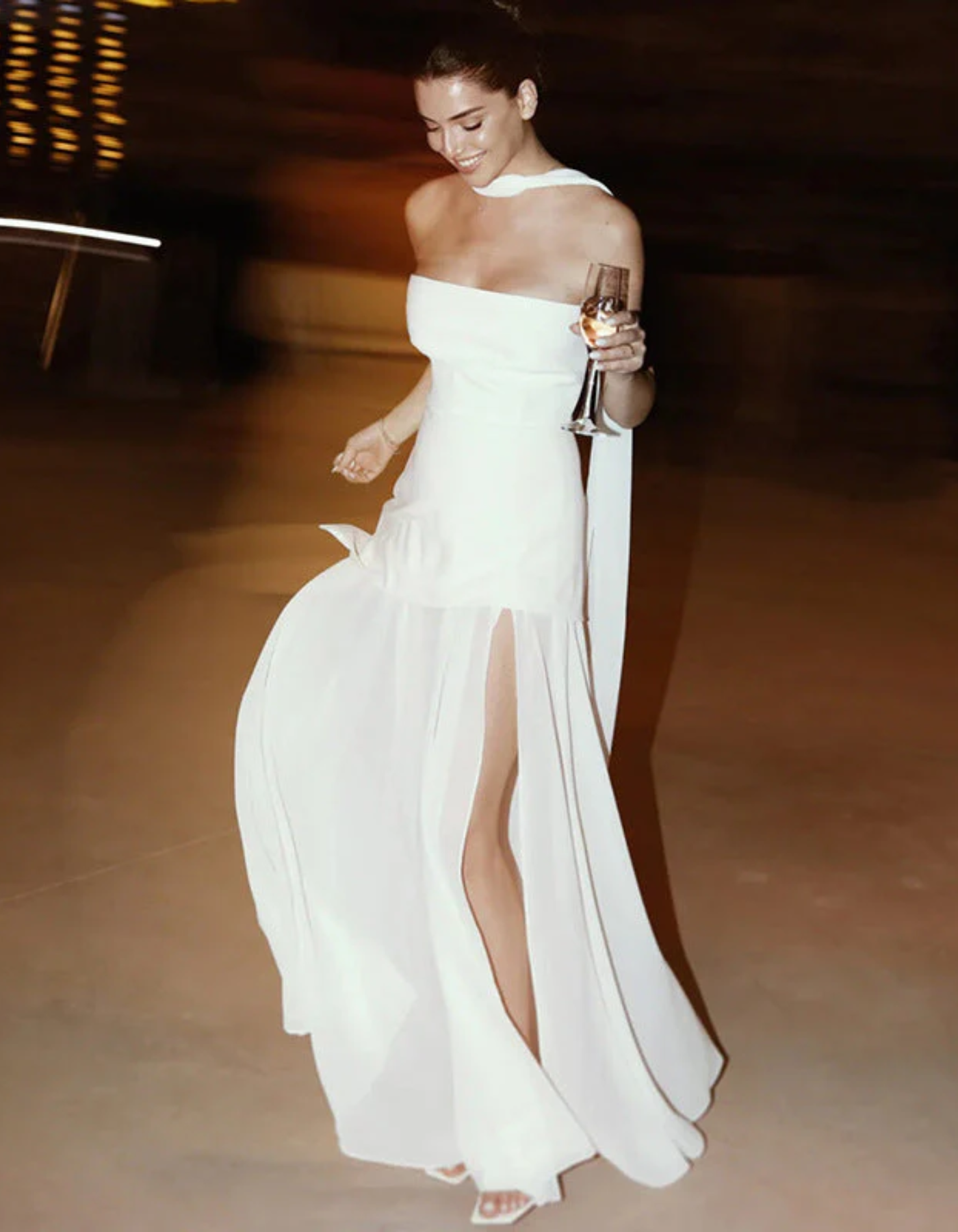 Albarine – Asymmetric overlay – Chiffon maxi dress