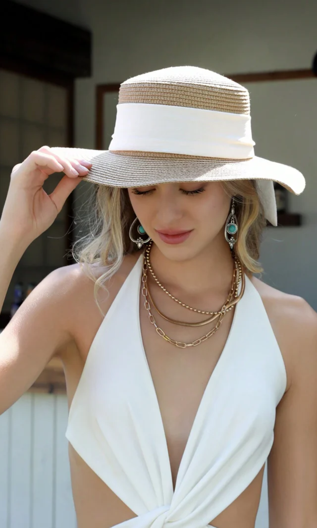 Albinia – White band classic – Straw hat