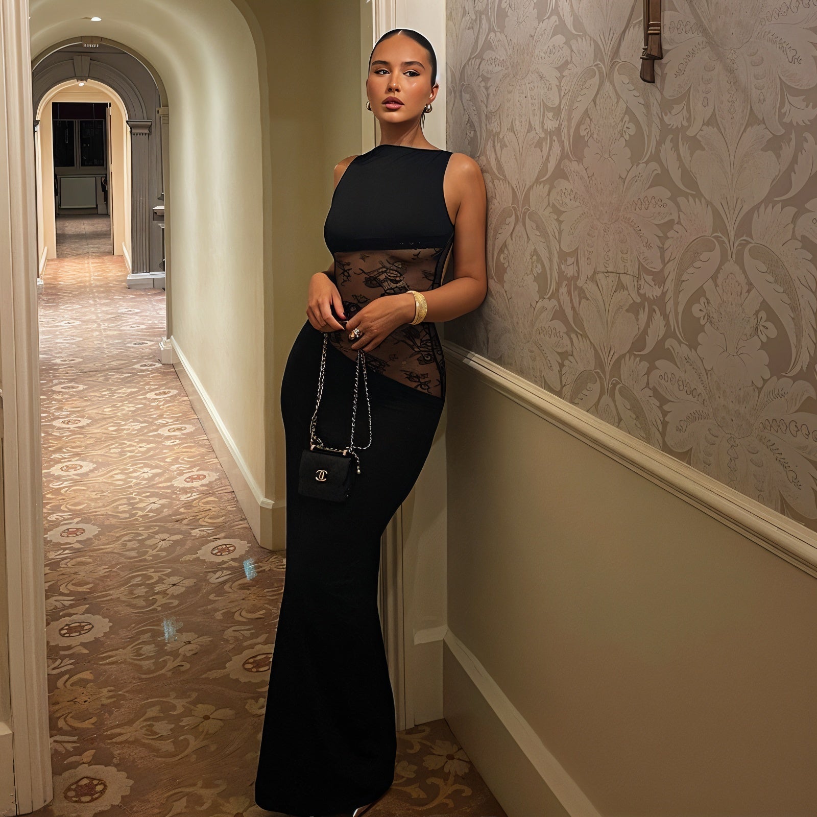 Alessandra – Backless lace cut-out – Maxi dress