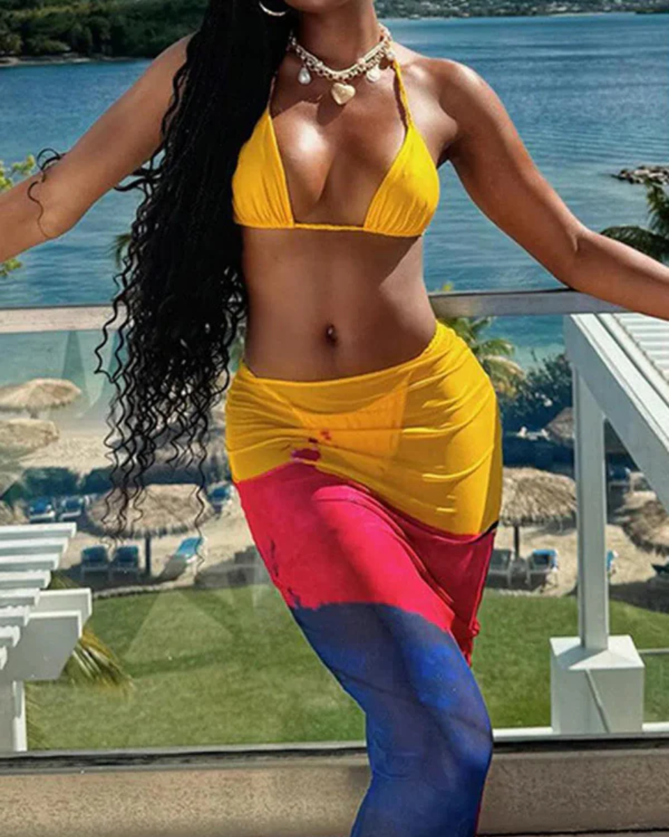 Azurie – Three-piece style – Mesh wrap bikini set