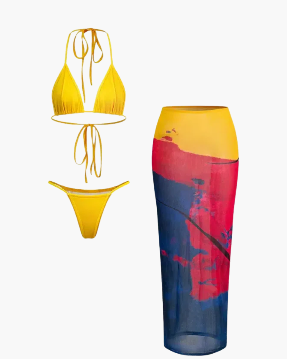 Azurie – Three-piece style – Mesh wrap bikini set