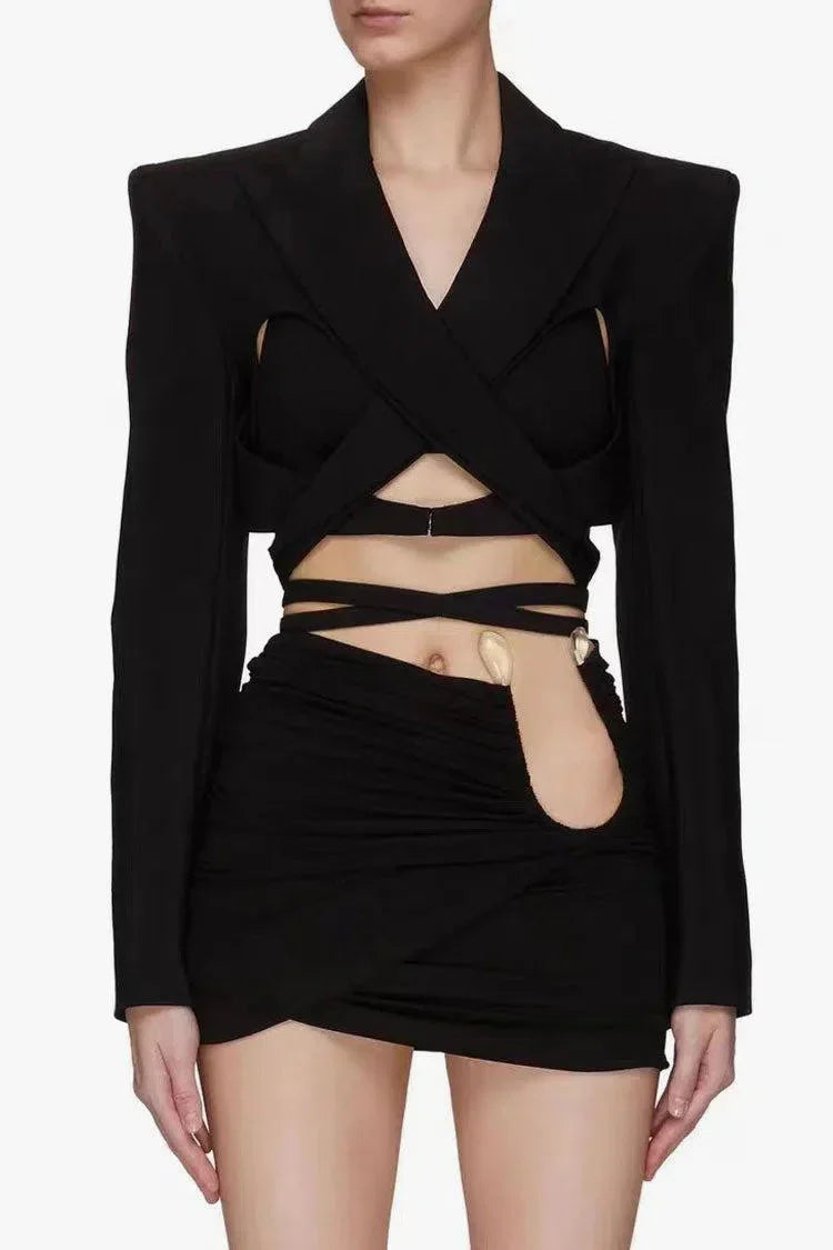 Fausto – Strong-shoulder design – Cutout blazer