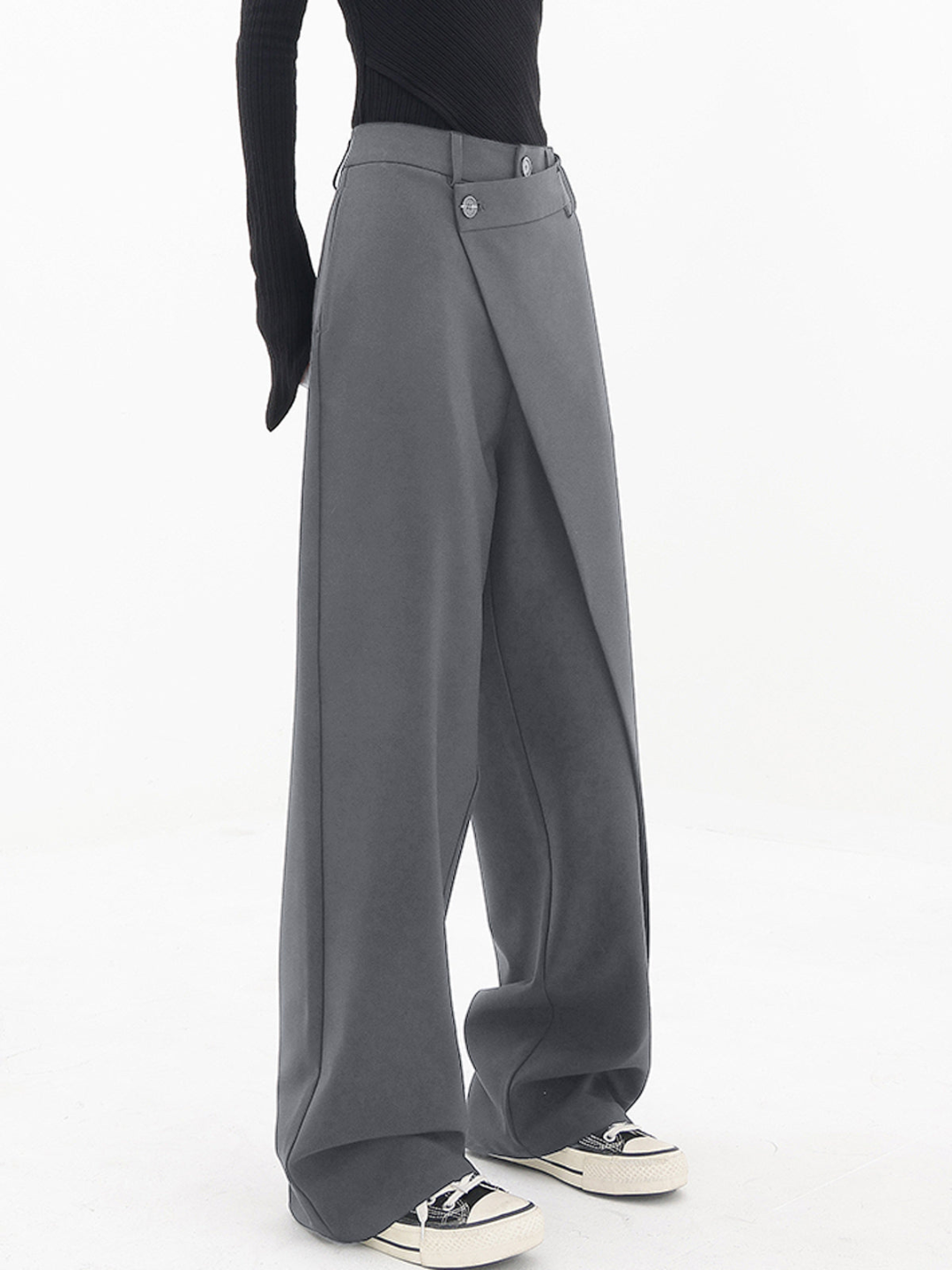 Lunafina – Asymmetric overlay – Wide-leg trousers