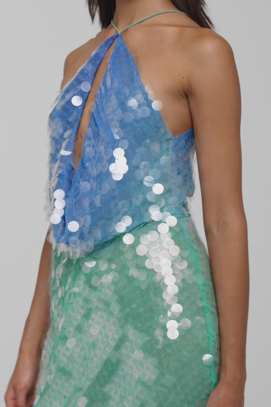 Molvina – Shimmering gradient drape – Mini dress