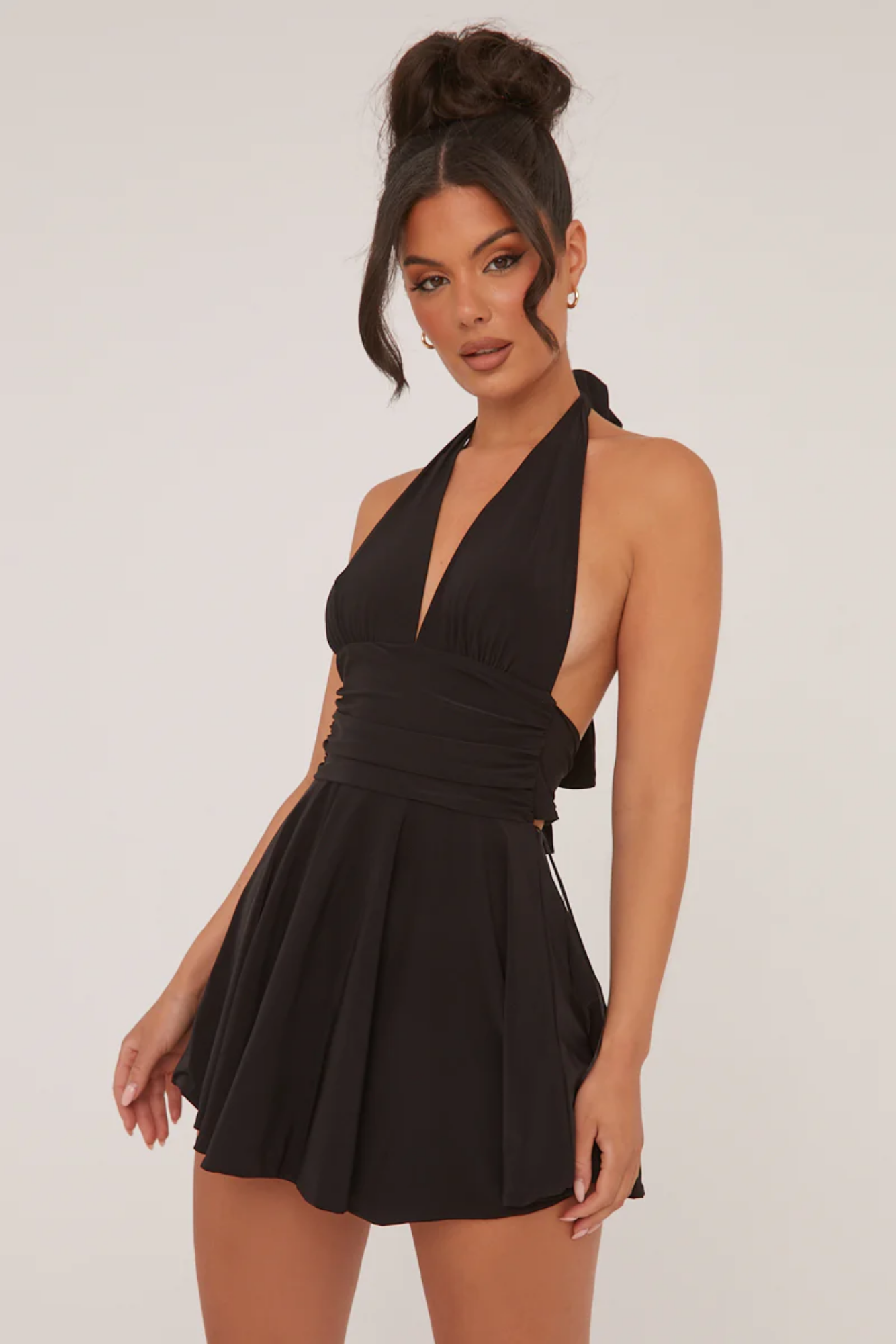 Nerisse – Plunge halter – Skater mini dress