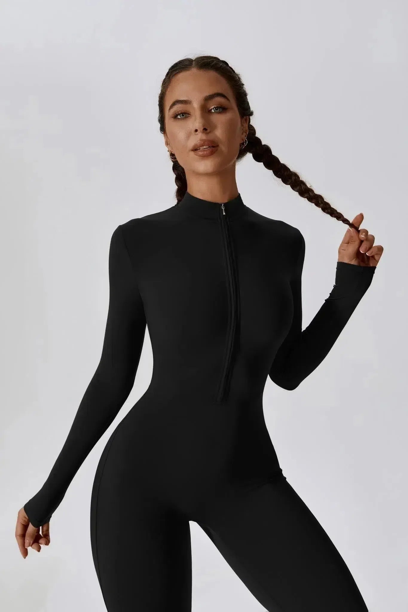 Paola – High-neck zip – Long-sleeve jumpsuit
