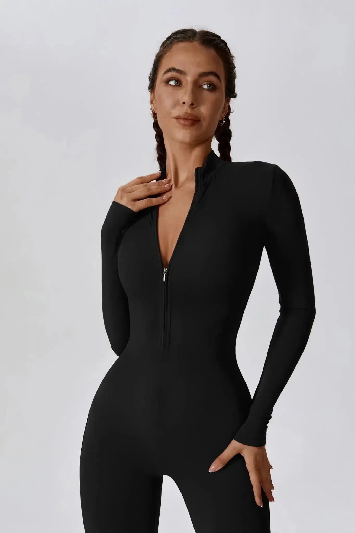 Paola – High-neck zip – Long-sleeve jumpsuit