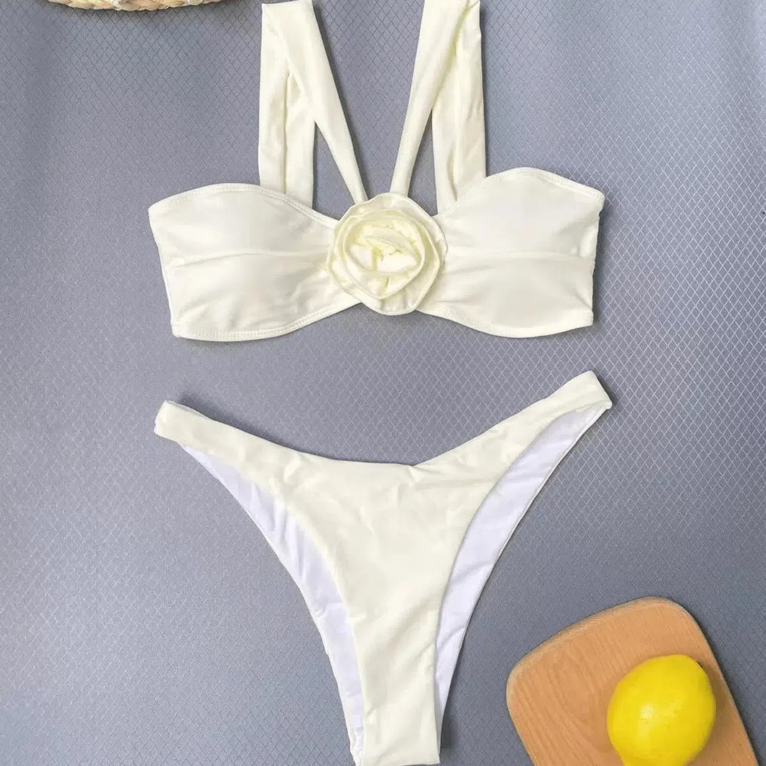 Satie Élégance Set – White – Floral gathered skirt