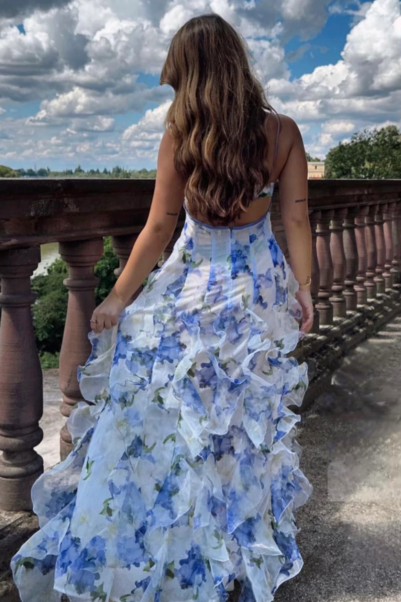 Sestina – Ethereal sheer design – Ruffled chiffon-blend maxi dress