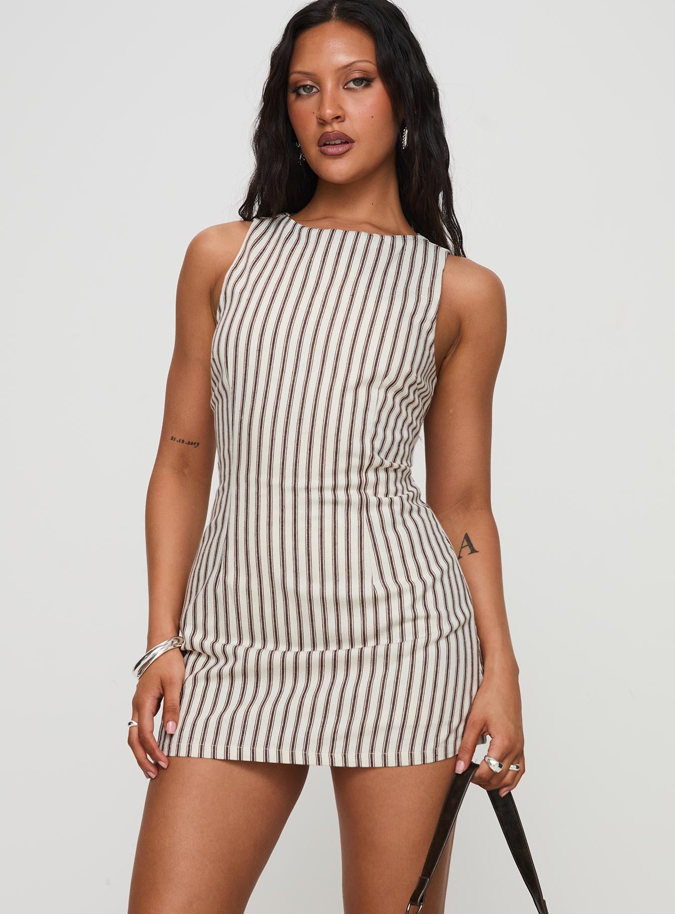 Viena – Pinstripe contour – Sleeveless mini dress