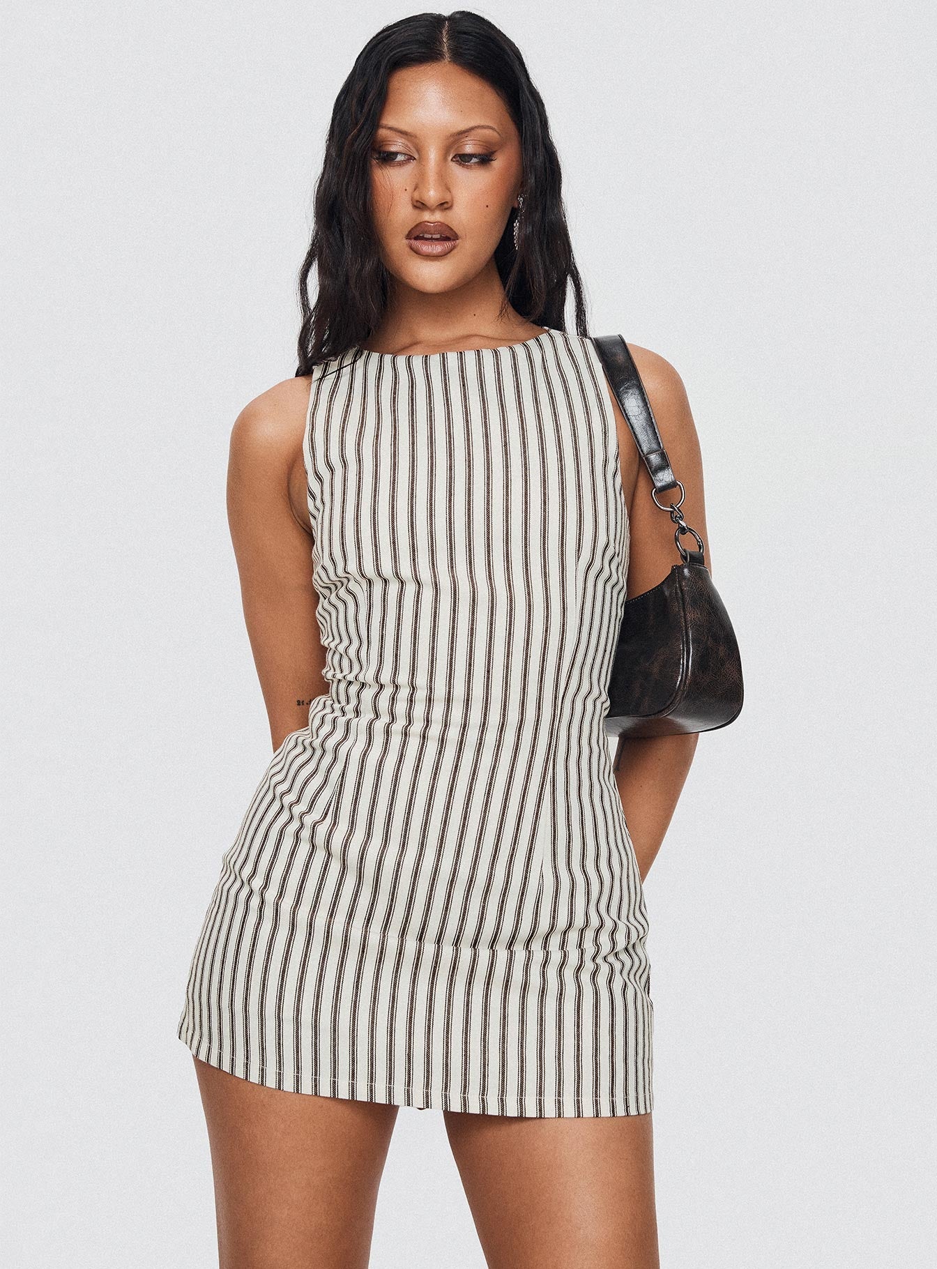 Viena – Pinstripe contour – Sleeveless mini dress
