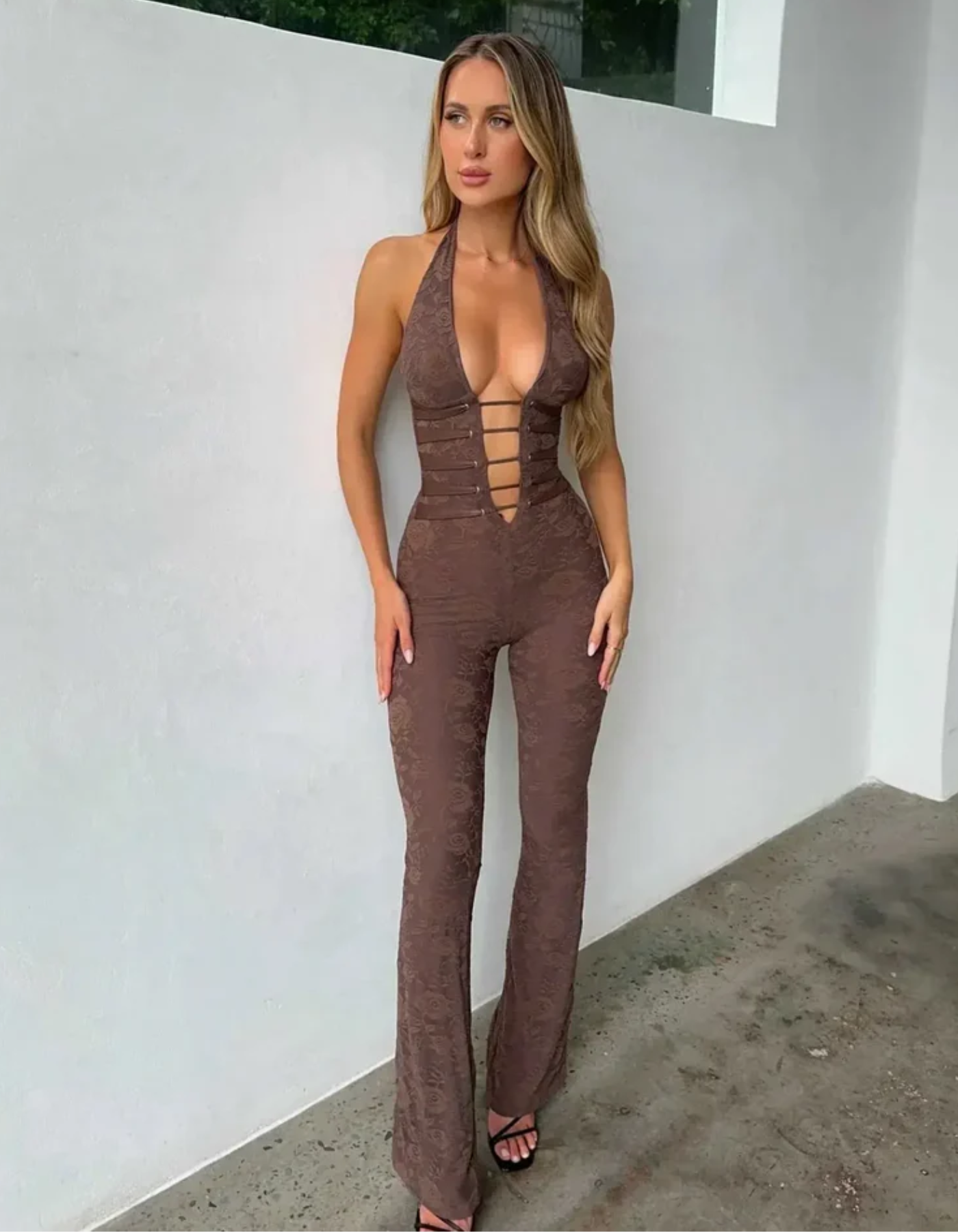 Vittoria – Strappy corset detail – Lace jumpsuit