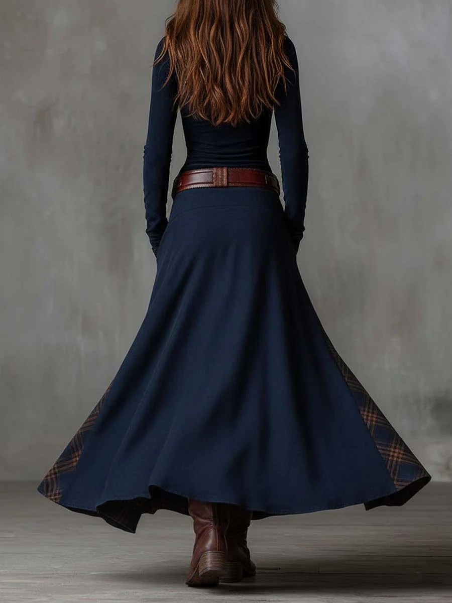 Helena | Navy Blue Suede Maxi Dress